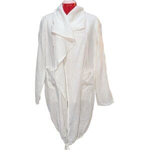 Made in Italy 100% Linen Coverup Jacket with Drawstring Hem